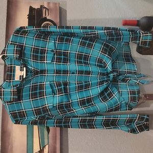 Michael Kors Plaid Tie Front Blouse